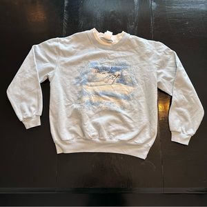 Snowmen Large Decorated Originals Light blue Cute Winter Crewneck Sweater